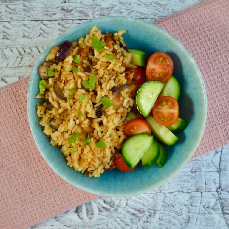 prawn chorizo rice bowl